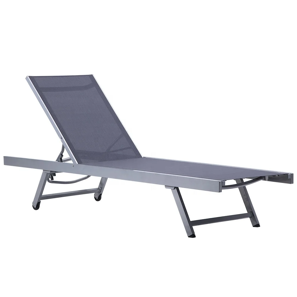 Swimming Pool Furniture Mesh Fabric Lounger Aluminum Adjustable Reclining Chaise Longue for the Pool