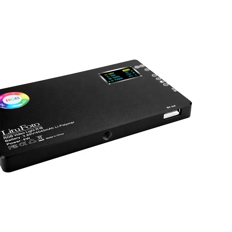 LituFoto R16 High Color Rendering Dual Color temperature Dimming Range from 3200K-7500K RGB Video Light