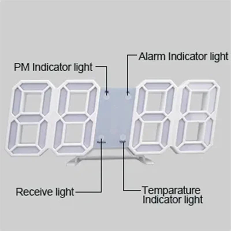 3D LED digital desktop alarm clock with  temperature display for bedroom