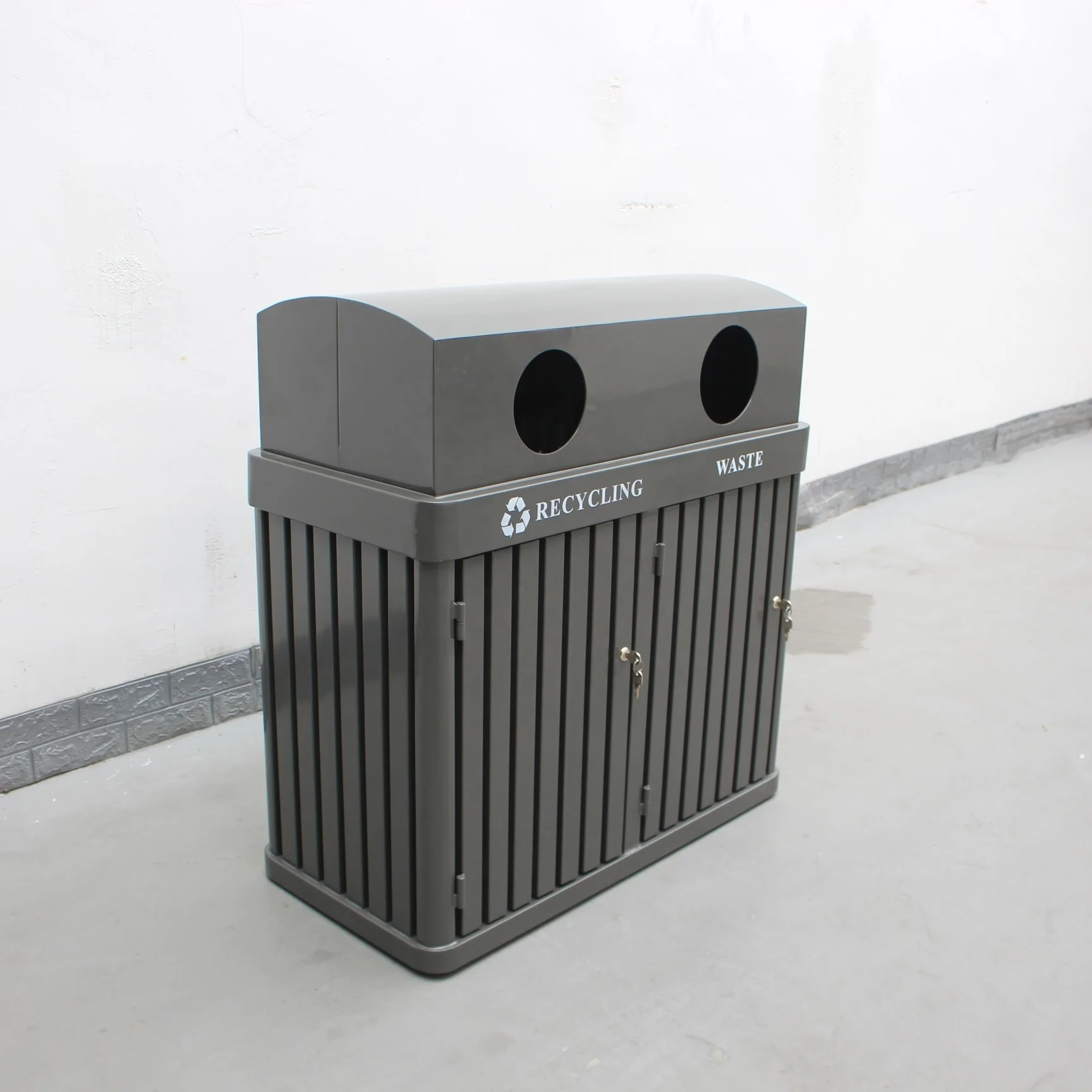 120L rectangular garbage outdoor bin metal outdoor trash bin garden dustbin storage iron outdoor dustbin
