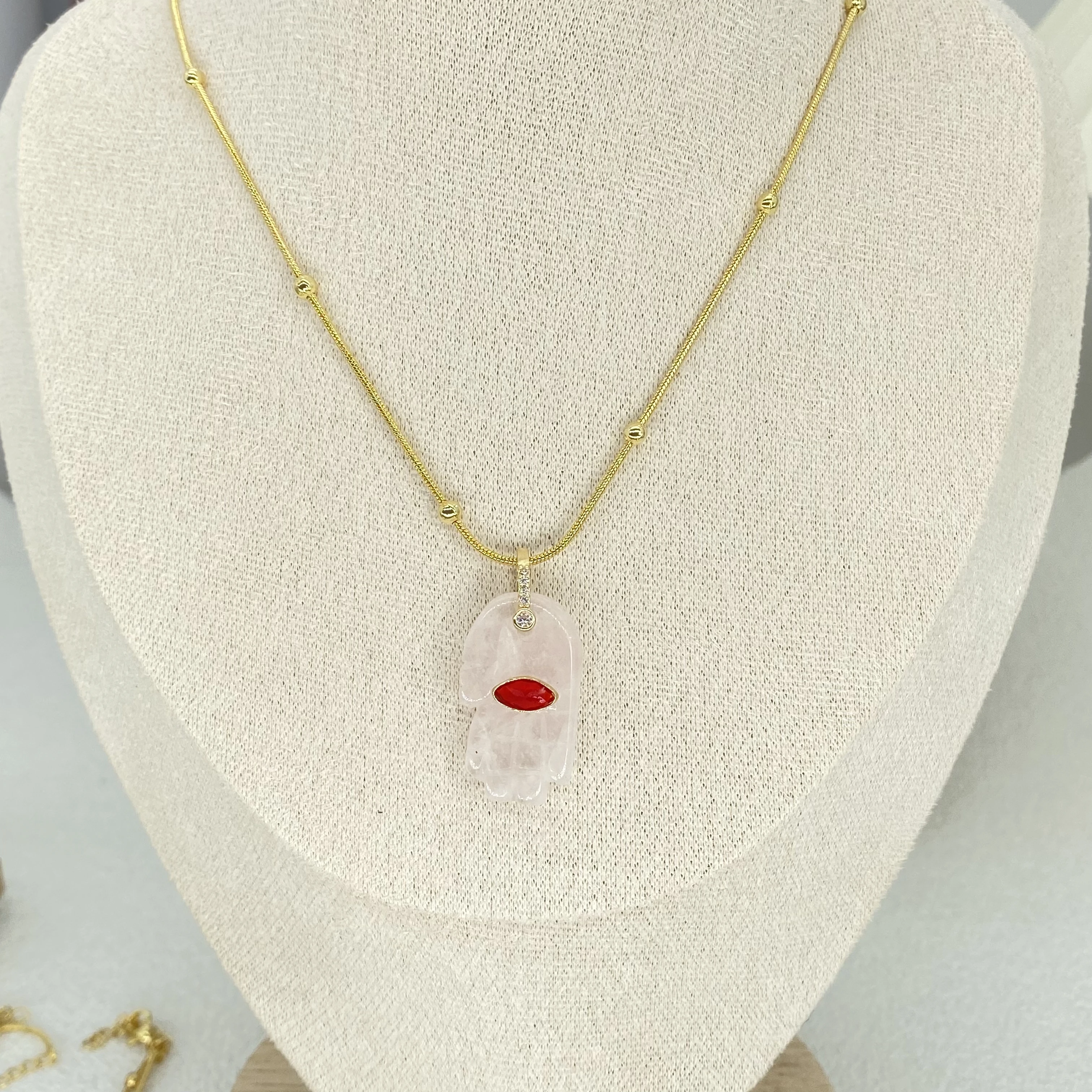 2024 INS HOT Fashion Jewelry Necklace Eye Evil with Diamond Gold Chain Palm Charm Pendant Necklace for Women Man Couple Gifts