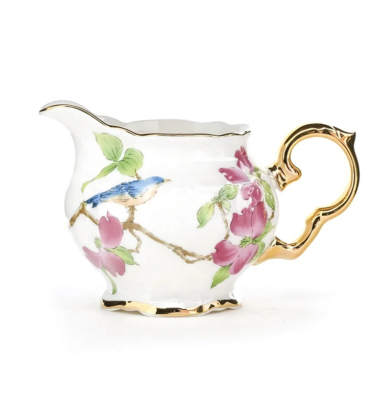 
New Bone gold rim luxury white tea sets with creamer sugar Jug 