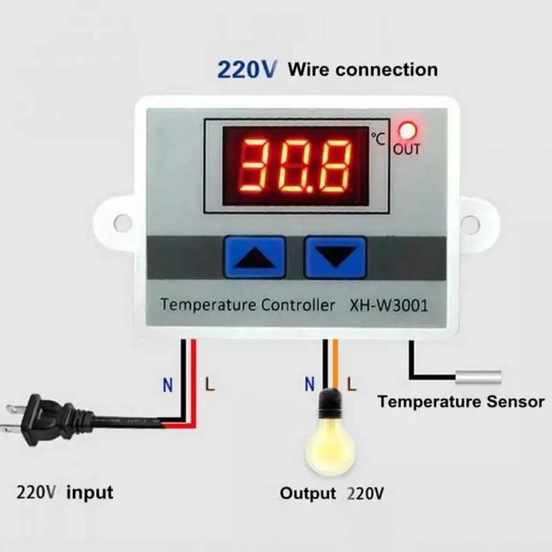  Цифровой регулятор температуры на светодиодах повышенной XH-W3001 10A 12V 24V 110V 220V для охлаждения с питанием от источника переменного тока нагрева термостата NTC