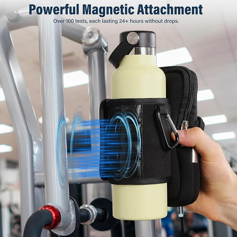 Sports Magnetic Gym Water Bottle Holder Magnet Bottle Cup Carrier Phone Pouch Water Bottle Bag