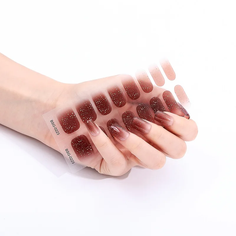 OMG 2022 gel nail stickers semi cured gel nail sticker esmalte semipermanente unas postizas custom nails