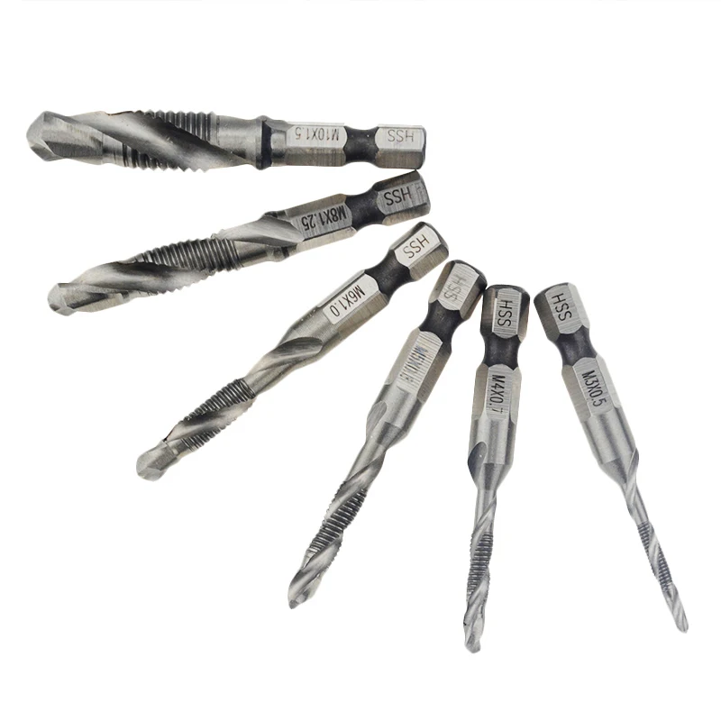 Hot sale 6pcs Thread M3 M4 M5 M6 M8 M10 Screw Tap Drill Bits