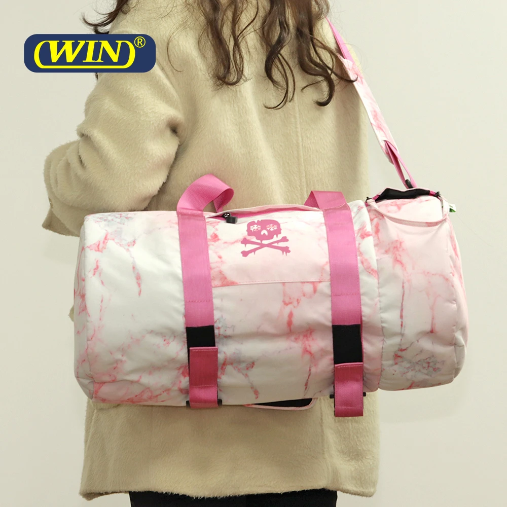 Custom Logo Large Capacity Sport Gym Women Pink Duffle Bag With Shoe Compartment