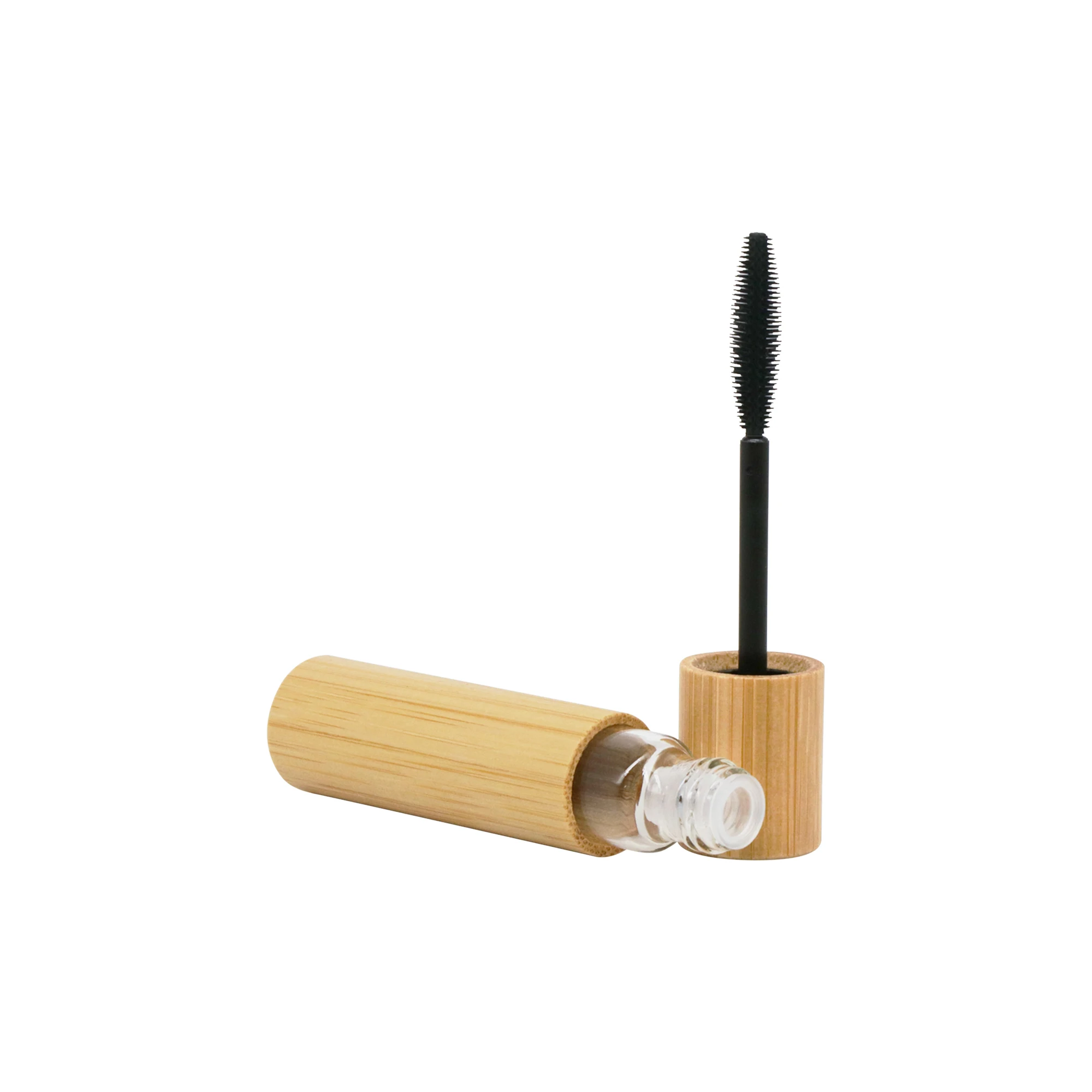 Luxury Cosmetic Glass Container Empty Glass Mascara Tube with Brush 10ml Bamboo Mascara Tube