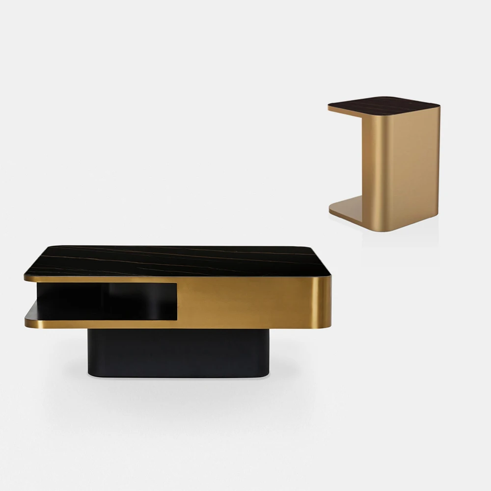 LC-106 high-end wholesale factory large sintered stone marble square coffee table with integrates storage space for living room