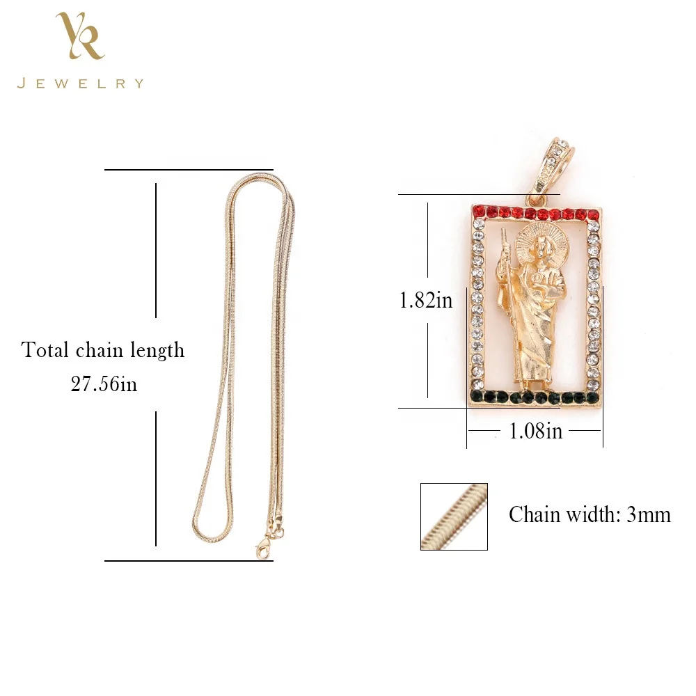FP1151 Oro laminado 18k позолоченные слоистых Cz Micro Святой Иуда Сан Tadeo кулон мужские ювелирные изделия