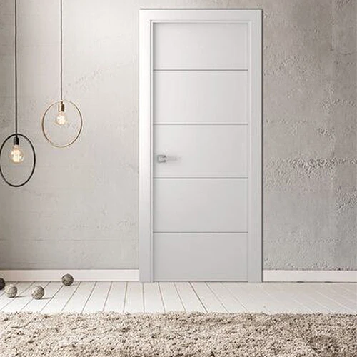 Room solid flush bedroom apartment prehung black aluminum strip decoration style wooden interior modern door color design