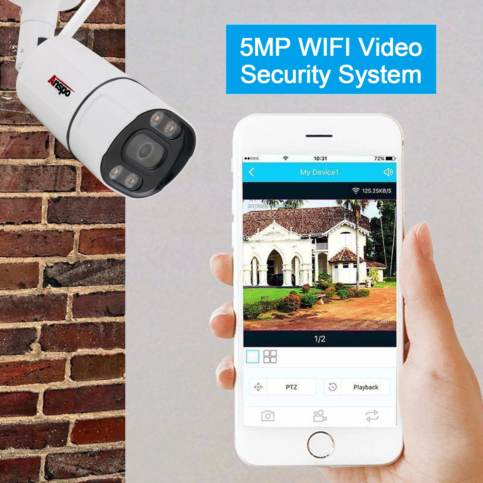 Anspo  HD 5mp 8CH SD Card   Waterproof Outdoor P2P  Wireless Bullet Camera 8CH Wifi NVR  Security camera  CCTV camera system