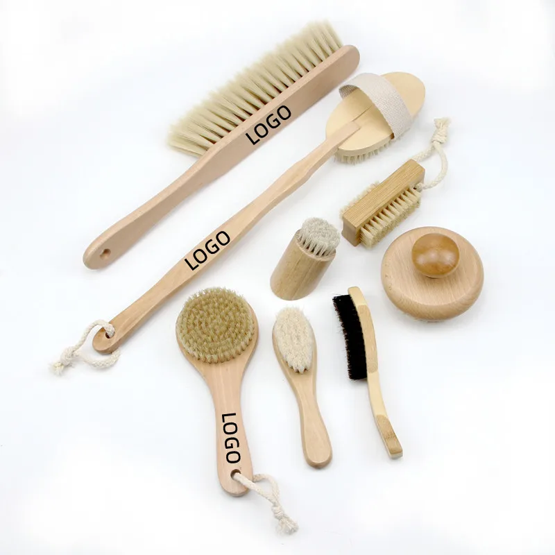 Natural Eco Friendly Bamboo 100% Nature wooden baby cleaning brush goat hair baby brush