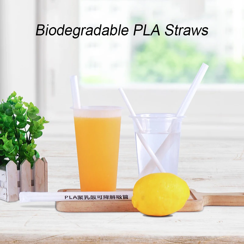 Biodegradable Disposable Corn PLA PP Straws Customized Colors PLA PP Milk Tea Drinks Coffee Plastic Straws For Boba Plastic Cups