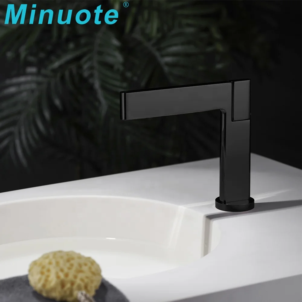 2024 New Hot Sale Black Brass Extra Long Spout Single Handle One Hole Basin Sink Mixer Faucet Bathroom Tap