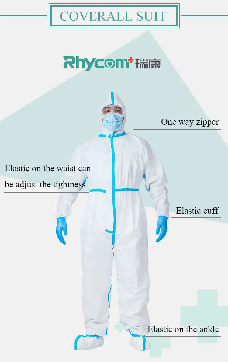 Rhycom protective clothing disposable chemical protective coverall with hood category 3