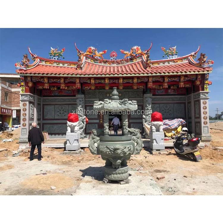 Asian God Shrine Temple Ancestral Hall Natural Stone Lotus Carving Large Square Desk Buddhist Display Tribute Altar Table