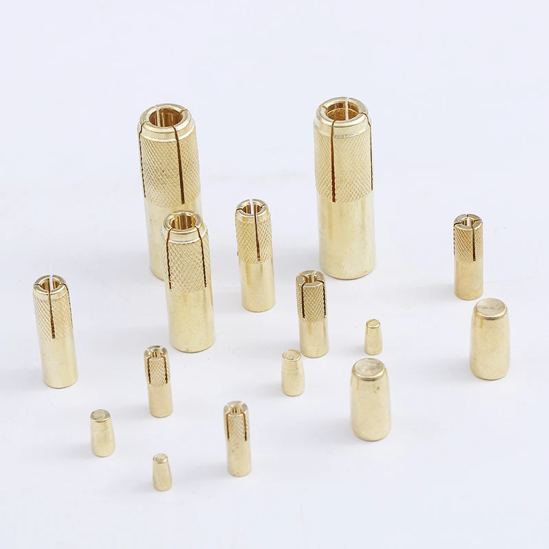 Brass Flanged Lipped Knurled Drop In Anchor  brass plating drop in anchor Lipped Drop in Anchor Hardware Tools Fasteners
