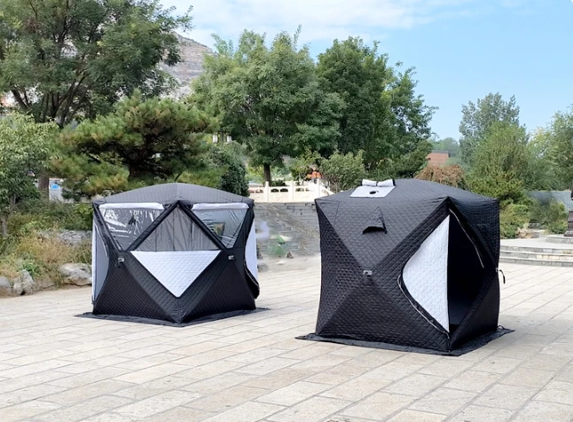 Factory Large Outdoor Tent Winter Ice Fishing Tent 3 Layers Portable Sauna Tent for 3-4 People