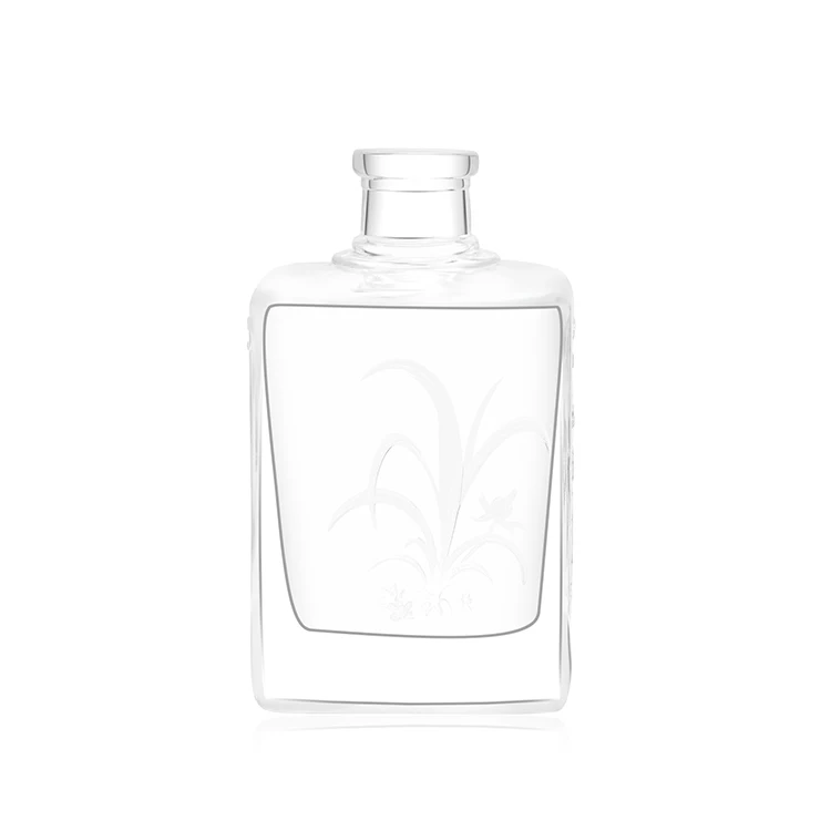 Low price High quality transparent clear square glass bottle for gin whiskey liquor bottle