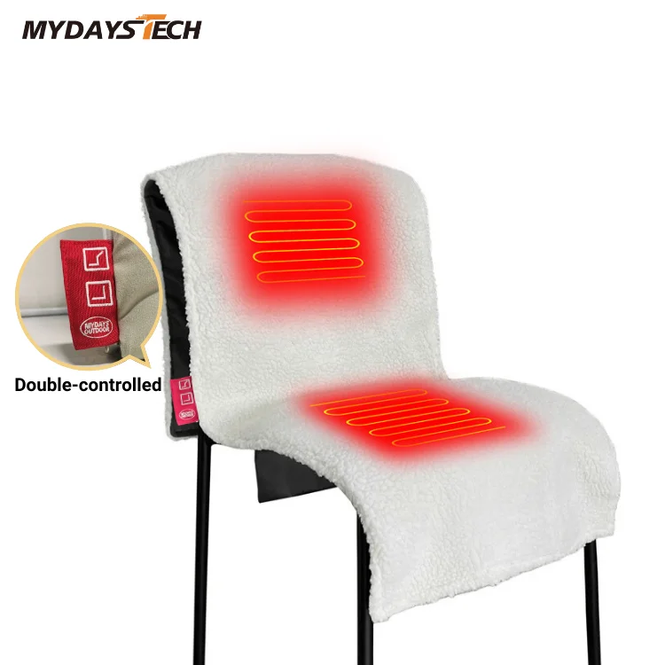 Mydays Tech Double Controlled Switch Electrical Sherpa Heating Pad Blanket for Chair Office Winter Use