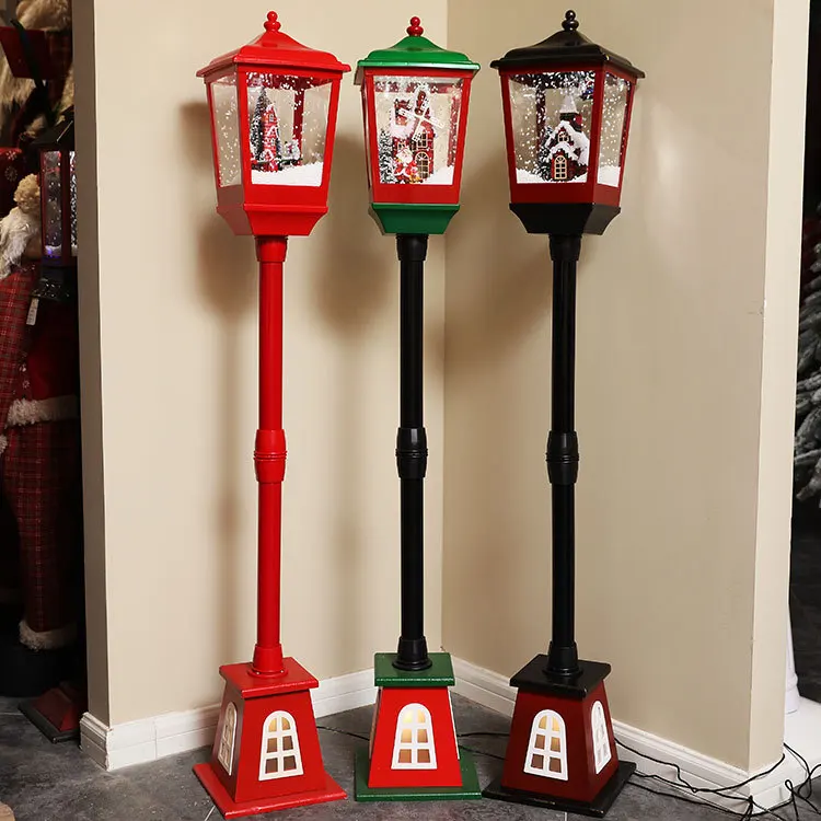 Christmas Decoration Indoor and Outdoor Hanging Santa Claus Street Lamp Snowing Storm Lantern with Music
