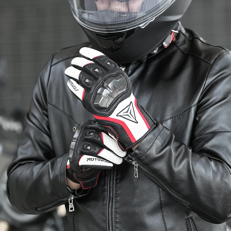 Кожаные Нескользящие перчатки Motowolf для мотоциклистов гоночных скутеров спортивных велосипедов