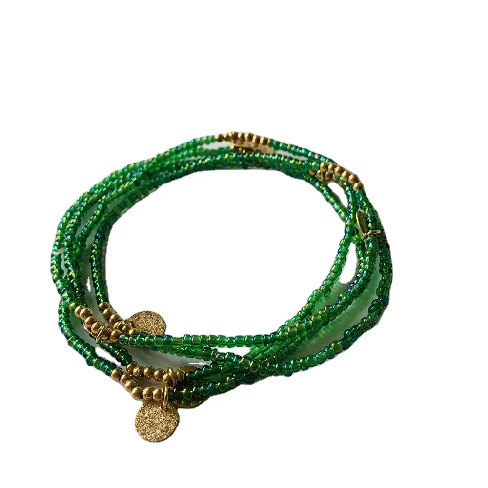 2024 New fashion waist accessories Elastic waist chain Cheap African waist beads colorful bracelet necklace Sexy body chain