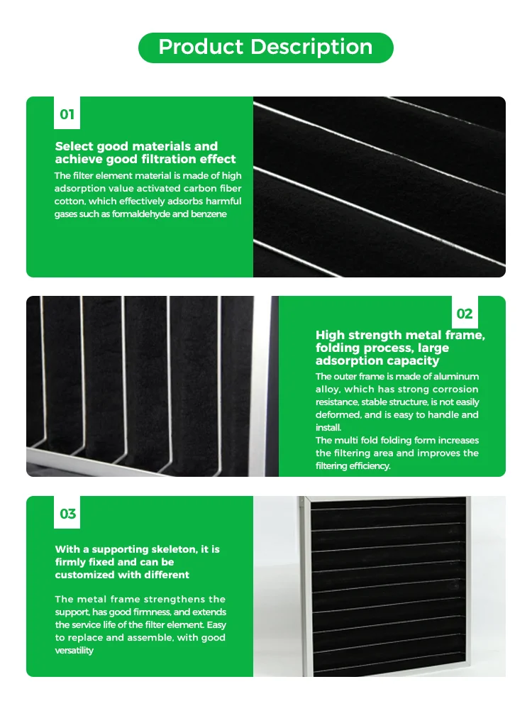 G3  pleated commercial air purifier activated carbon dioxide filter  Aluminum Mesh Activated Carbon Pre Filter