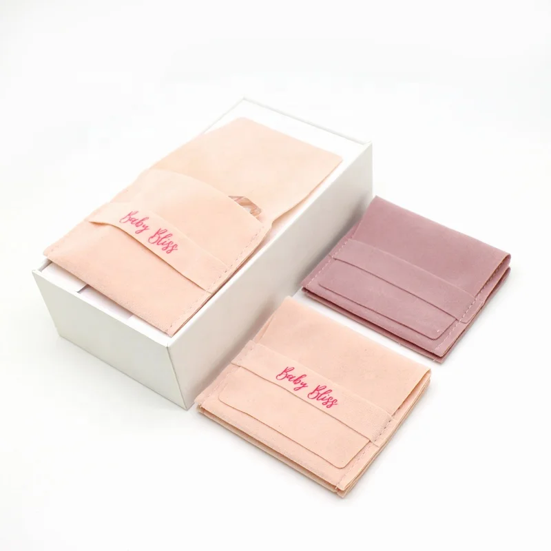 2022 Luxurious Pink  velvet Jewellery Pouch Bag With  logo packaging