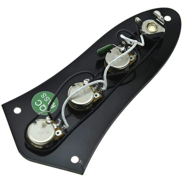 Black Loaded JB Bass Control Board Prewired Control Plate With Wiring Harness Push Pull Potentiometers for For Jazz Bass Guitar