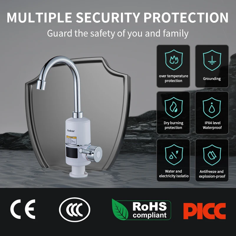 Bathroom Kitchen 110V 3000W Electric Instant Heating Rapid Hot And Cold Water Faucets Tap Water Faucets With Digital Display