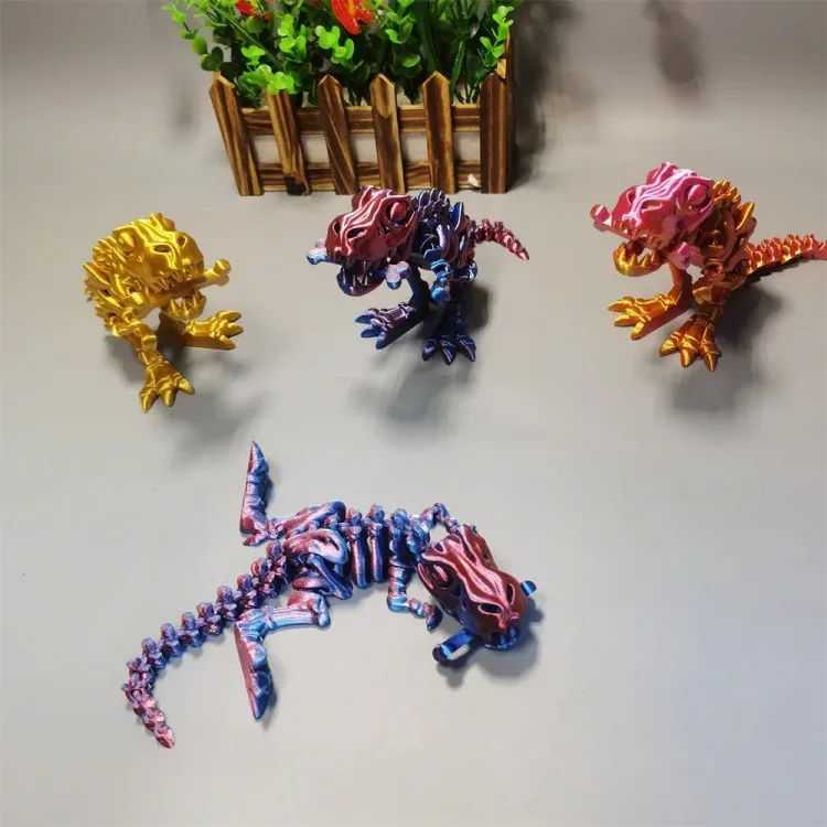 3D Printed Rapid Prototyping Fidget Toy Articulated Tyrannosaurus Rex Skeleton Dinosaur Model 17/25cm Rotatable Gift