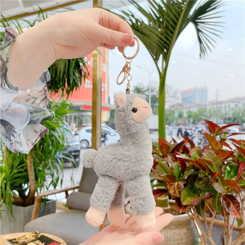BSM593 Custom Made Cute Alpaca Pendant Doll Plush Toy Sheep Keychain Female Accessories Bag Pendants For Girls Korean Style