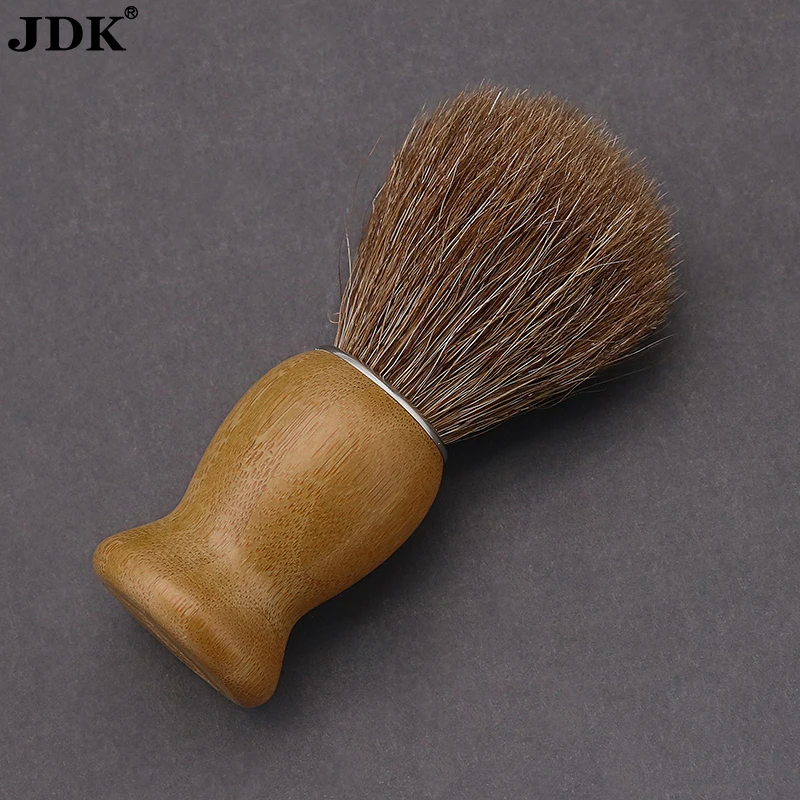 Hand Crafted Shaving Brush for Vegans, Horse Hair Bristle for Wet Shave, Comfortable Bamboo Handle