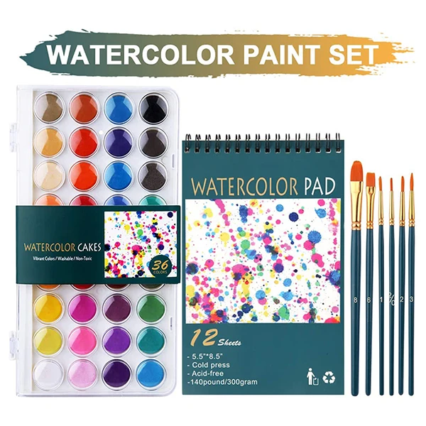 Арт-поставщик 36 цветов кисть для рисования акварелью набор с водой цветная бумага