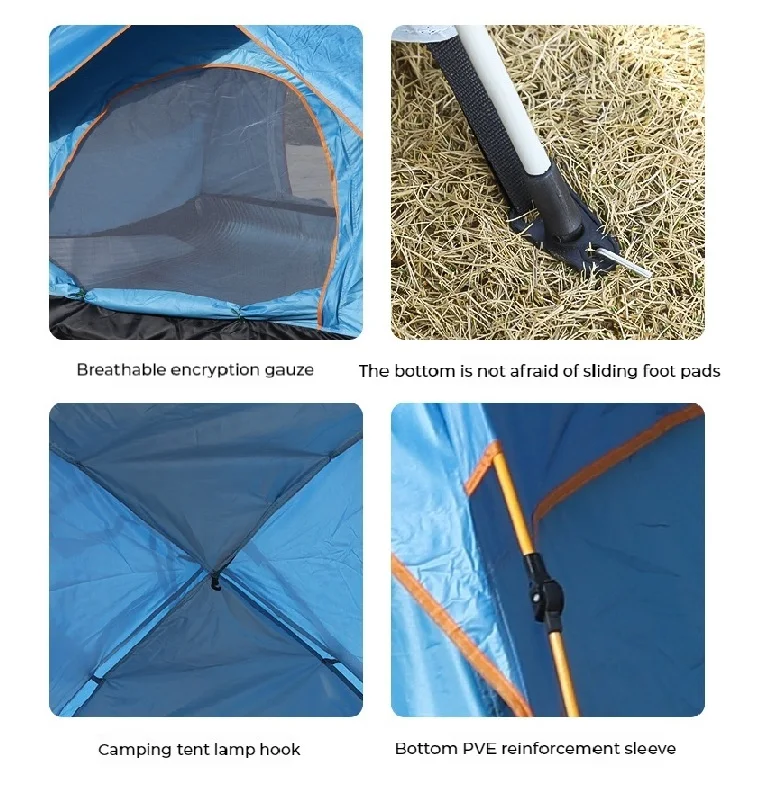 Outdoor Fully Automatic Double-Layer 2-4 Person Camping Tent One Bedroom Structure for Beach Tourism