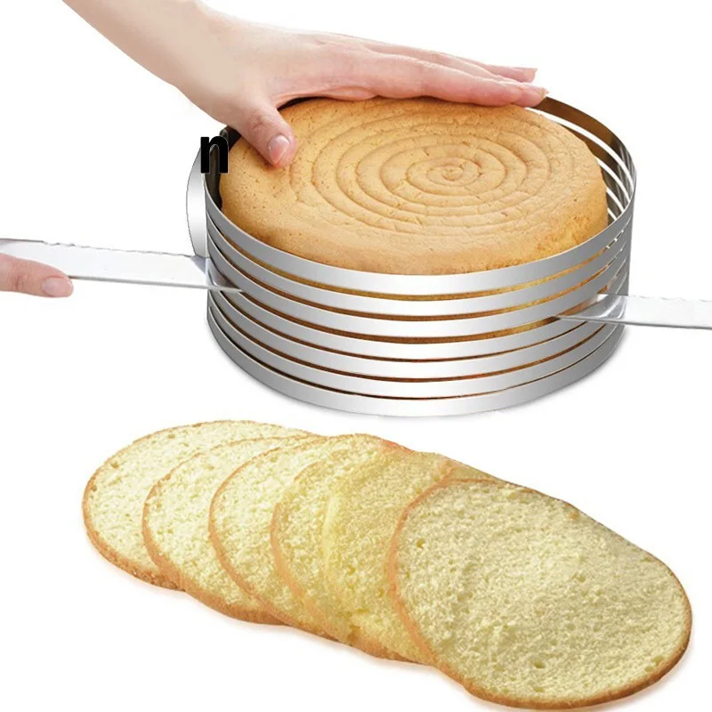 7 Layer Stainless Steel Adjustistable 9' to 12' Round Cake Ring Slicer Mousse Mould Slicing Cake Baking Tool Kit