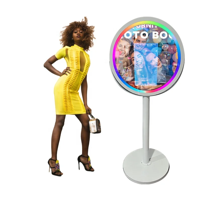 Customized New Style Mirror Photo Booth Round Mirror Magic Selfie 21.5 Inch Party Supplies Mirror Photo Booth Wedding Rental