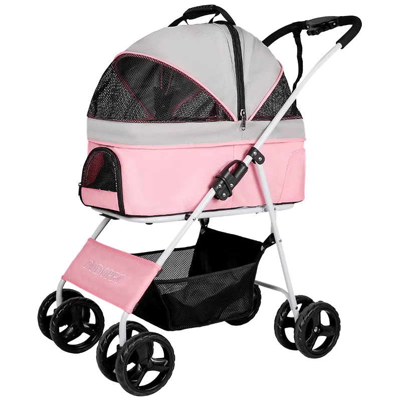 Portable 4 Wheel Pet Stroller Folding Detachable Dog Trolley For Dogs Puppy