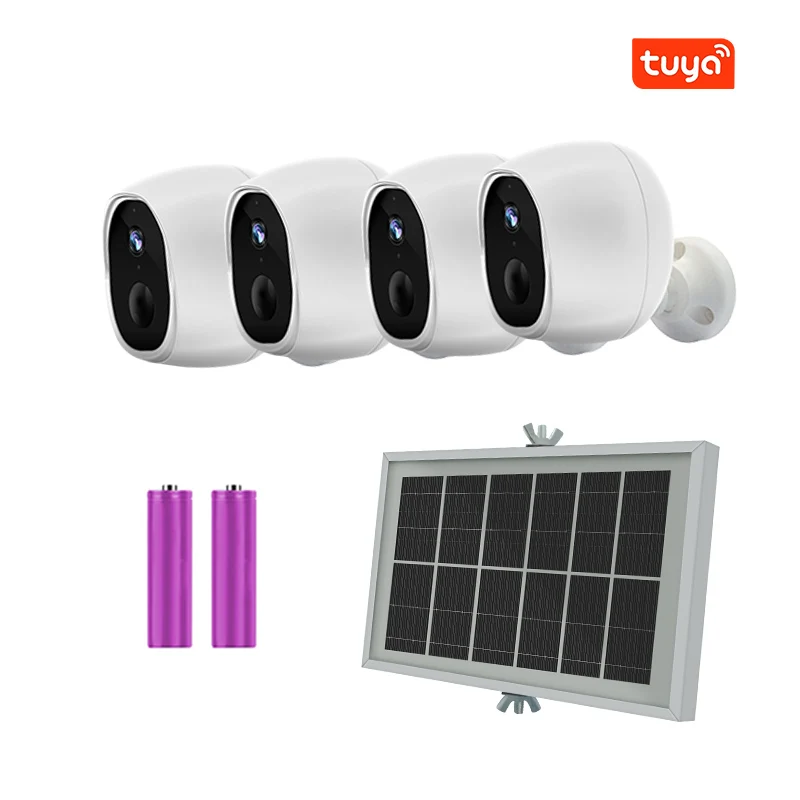 Wholesale Suppliers Tuya 2mp 4 Channel night Vision Solar Full HD 1080P Wireless Home Security System Wifi IP Small CCTV Camera