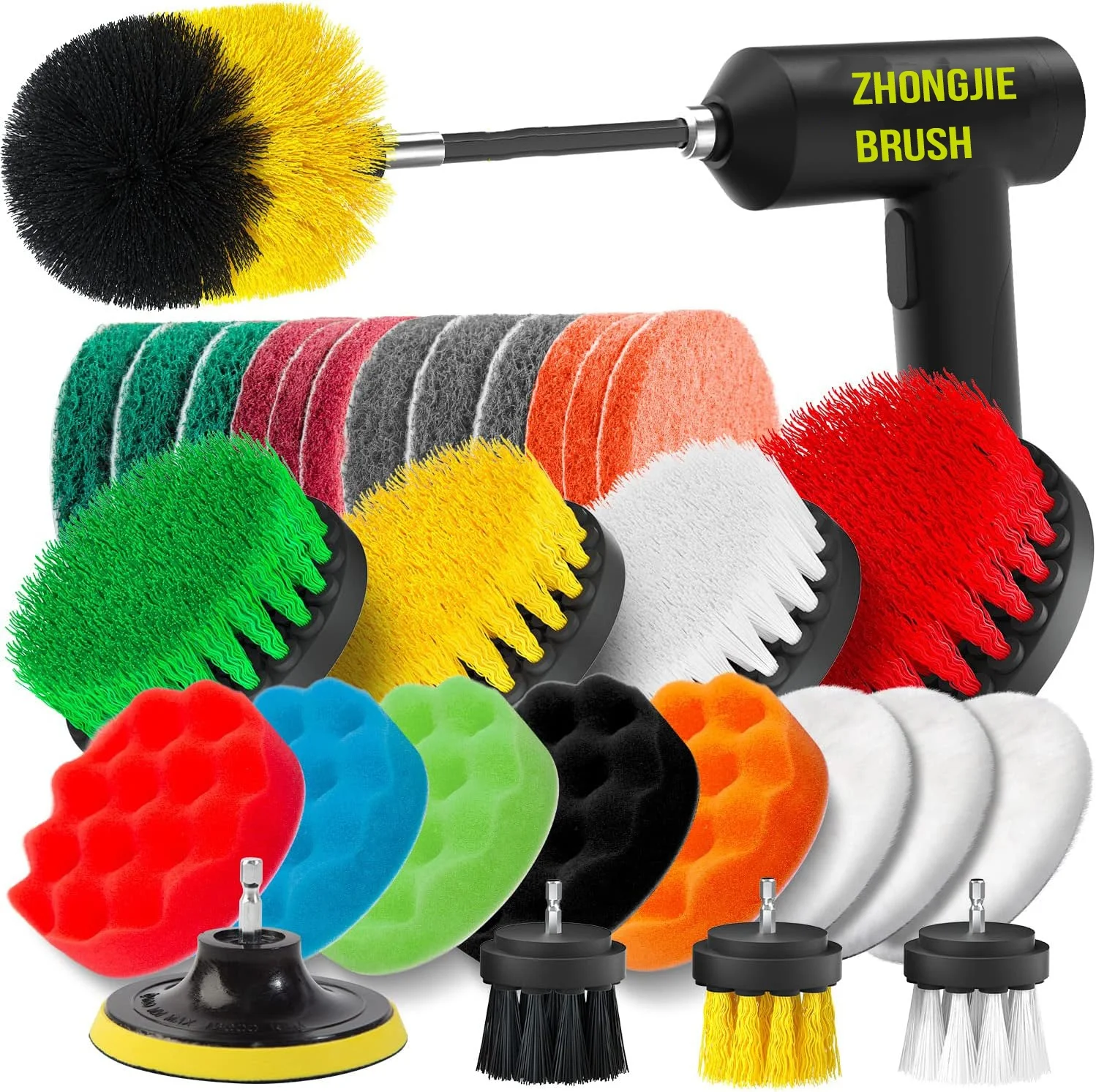 Power Scrubber Drill Cleaning Brush with Extend Long Attachment Set All Purpose Clean for Bathroom, Car, Grout, Carpet, Floor