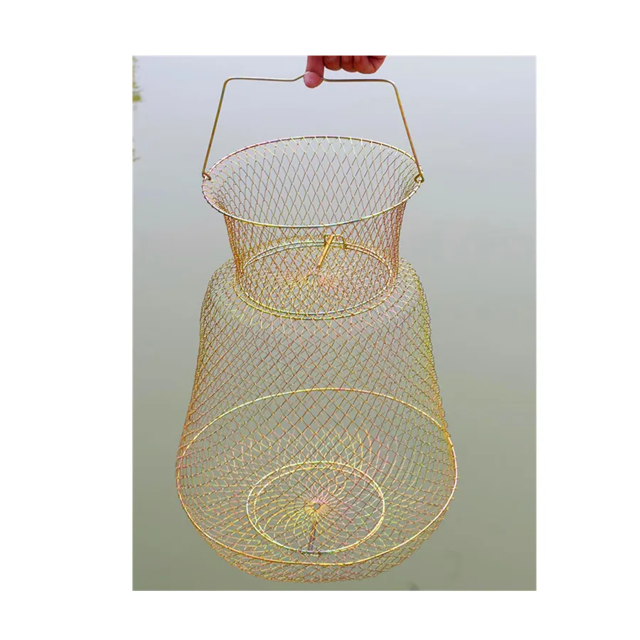 Galvanized Steel Wire Fish Baskets Collapsible Wire Fish Baskets Portable Fishing Basket Robust and Easy to Use