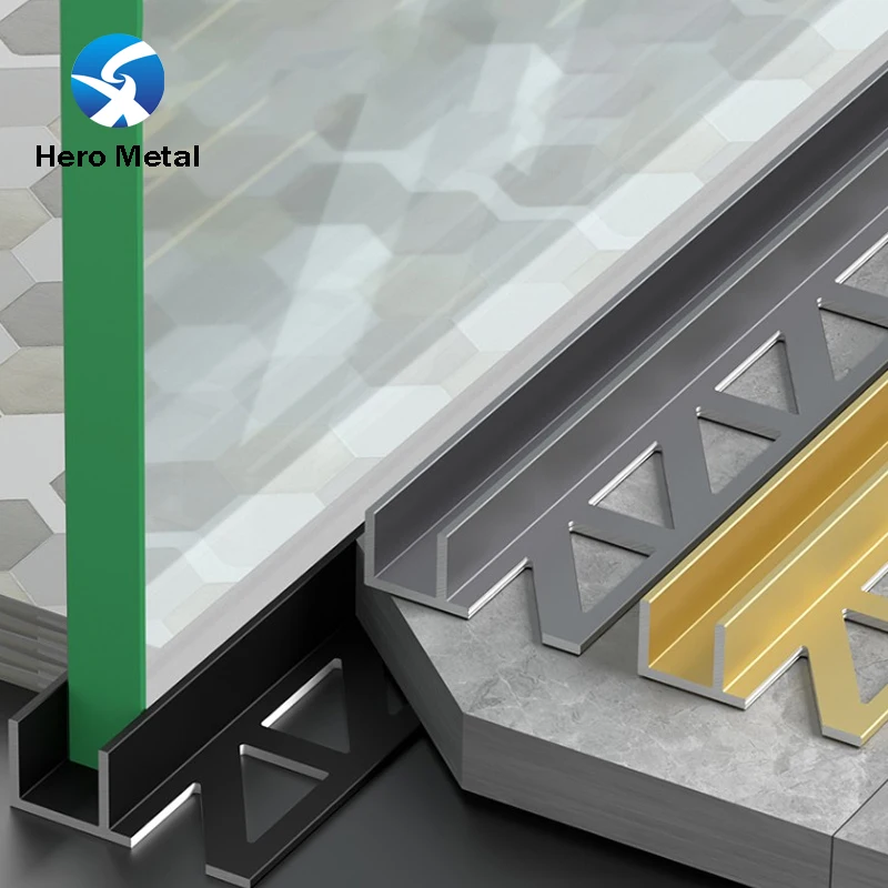 HERO factory Waterproof Aluminium shower profile tile trim Metal Polished  aluminium shower glass wall profile for Hotel