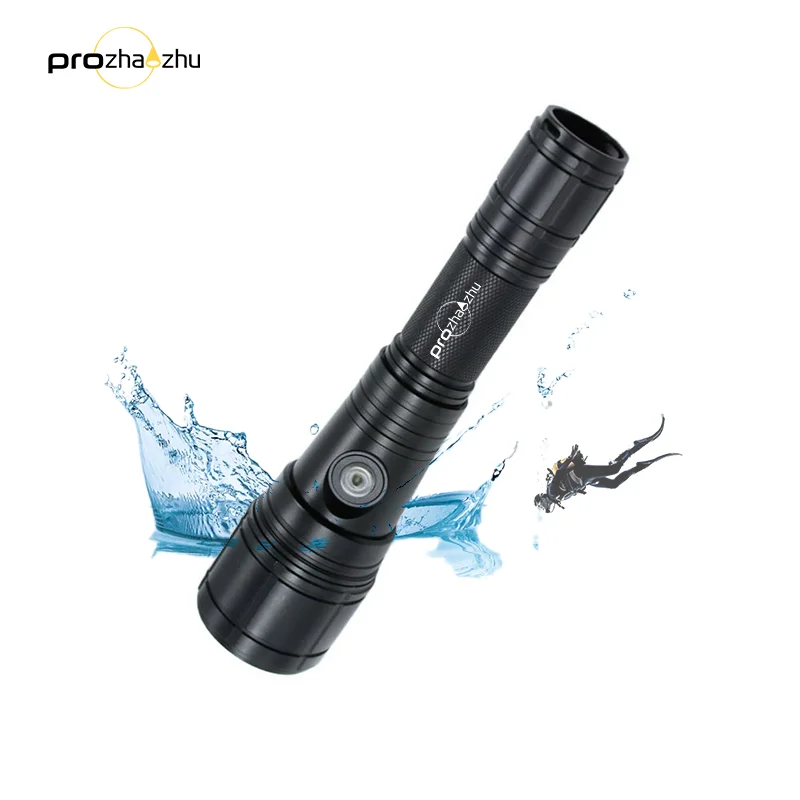 IP68 Underwater Scuba Dive Light 18650 Rechargeable Focus Waterproof LED Flashlight With USB Charging