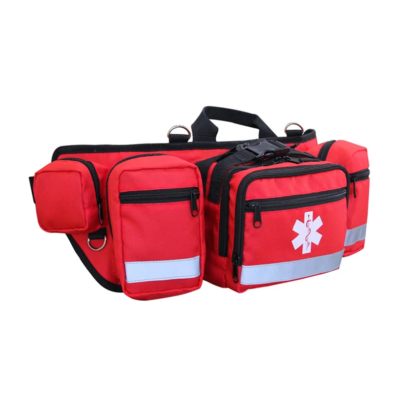 Red Rescue Fanny Pack Outdoor Hip Pack Empty Pouch First Responder Storage Waist Bag First Aid Waist Pack