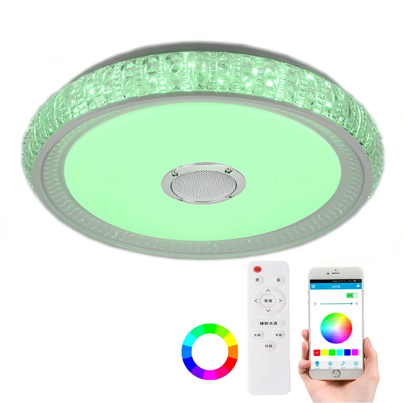 Music Modern LED Ceiling Light Crystal Flush Mount Light RGB Dimmable Chandelier Lighting for Living Room Bed Room Kitchen