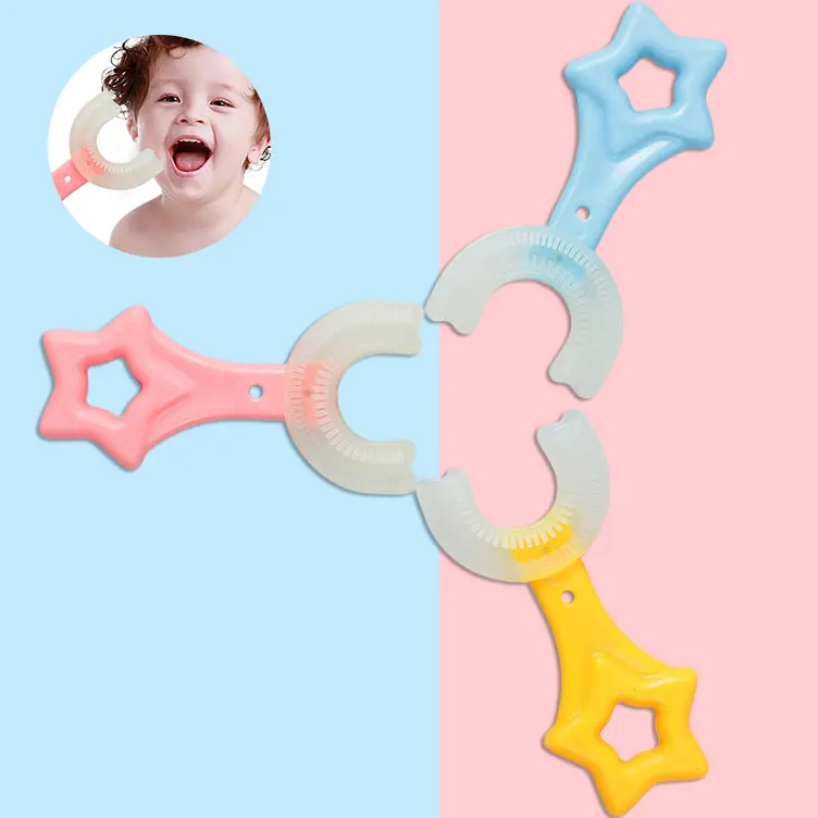 Baby U-Shaped Toothbrush Baby Silicone Toothbrush 360 degree Deep Cleaning Manual Training Teething