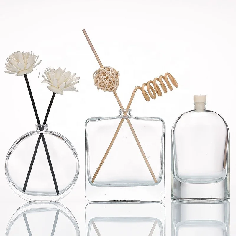 Best Sellers Empty 100ml Square Round Fragrance Glass Aromatherapy Reed Diffuser Bottle