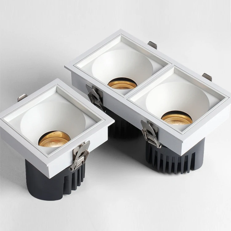 Wholesale Double Head Adjustable Angle Frameless Recessed Square Aluminum 12w 15w Led Spotlight